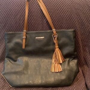 Black leather with brown accents